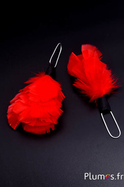 Plumet dinde avec anneau -  hauteur 15 cm - rouge